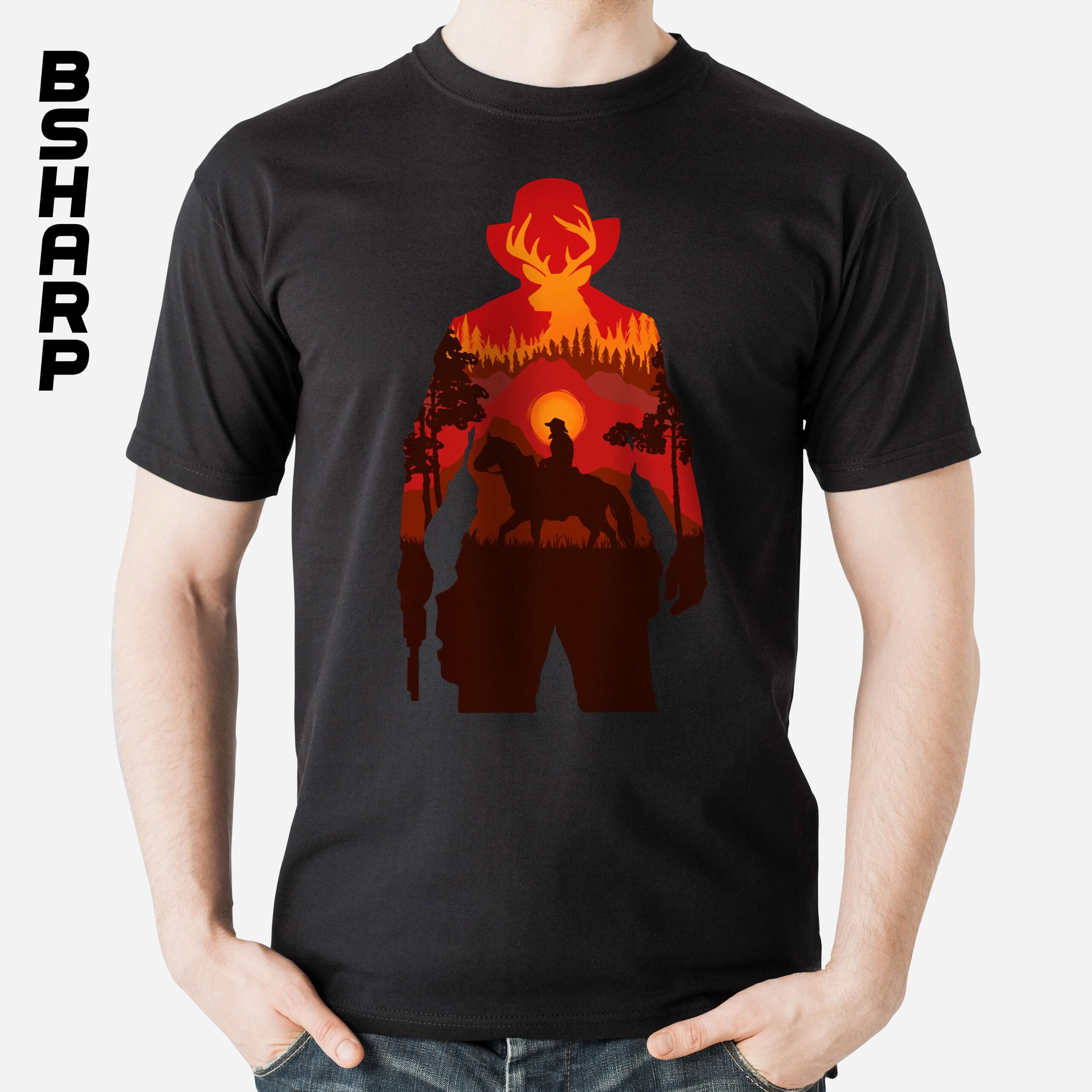 تیشرت Red Dead Redemption طرح غروب