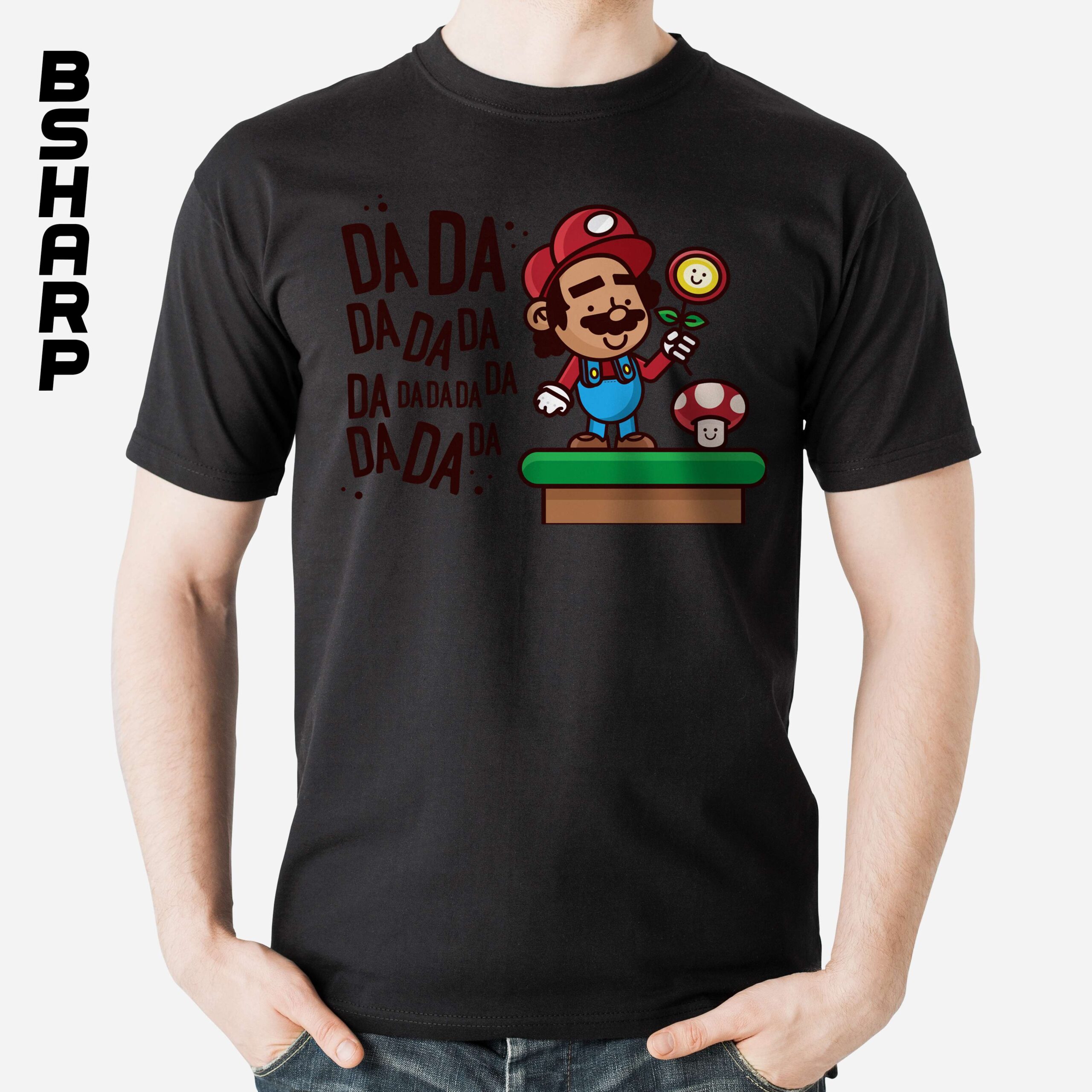 Black Tshirt - Super Mario - Code 1013 تیشرت Super Mario طرح آواز - Image 1