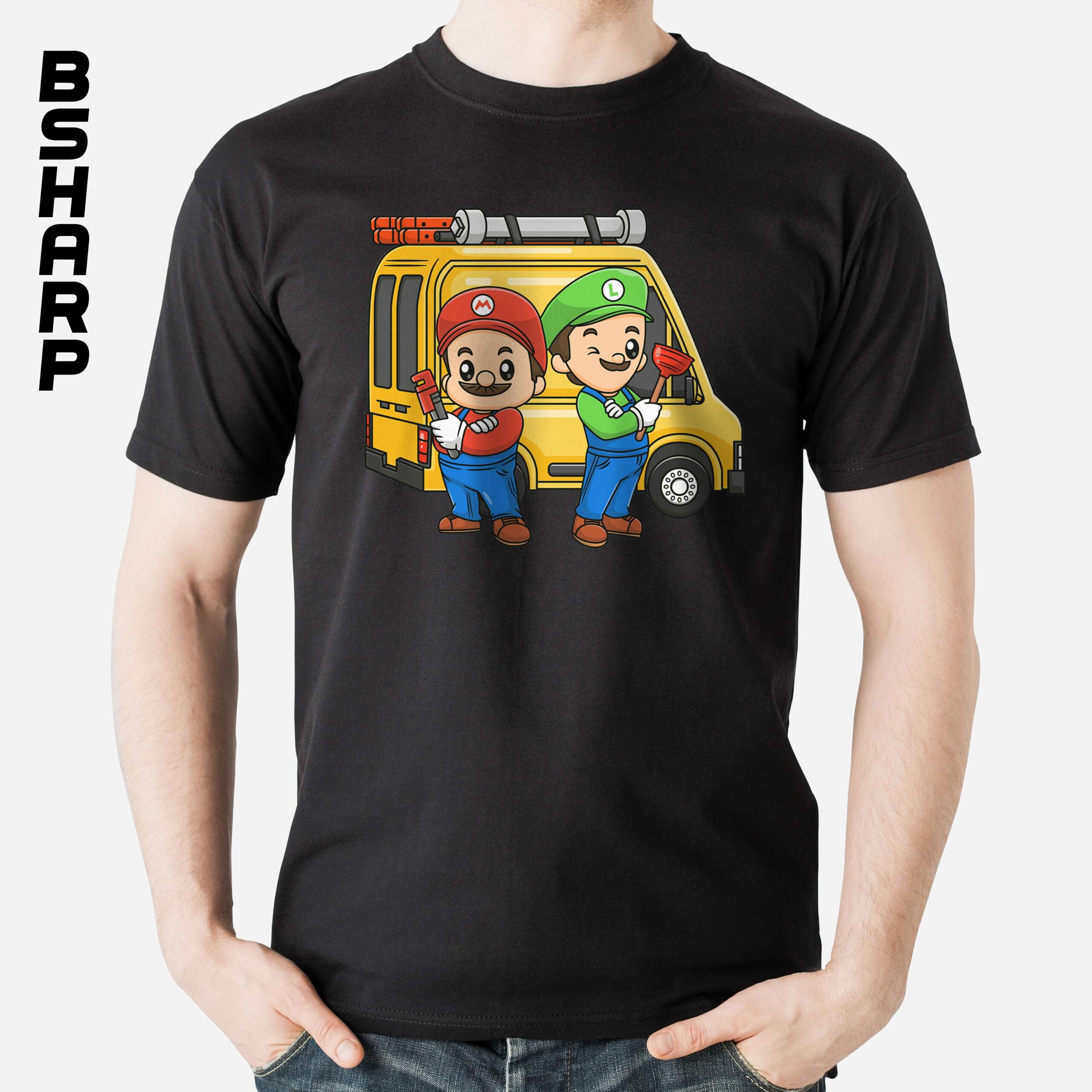 Black Tshirt - Super Mario - Code 1016 تیشرت Super Mario طرح لولهکشها - Image 1