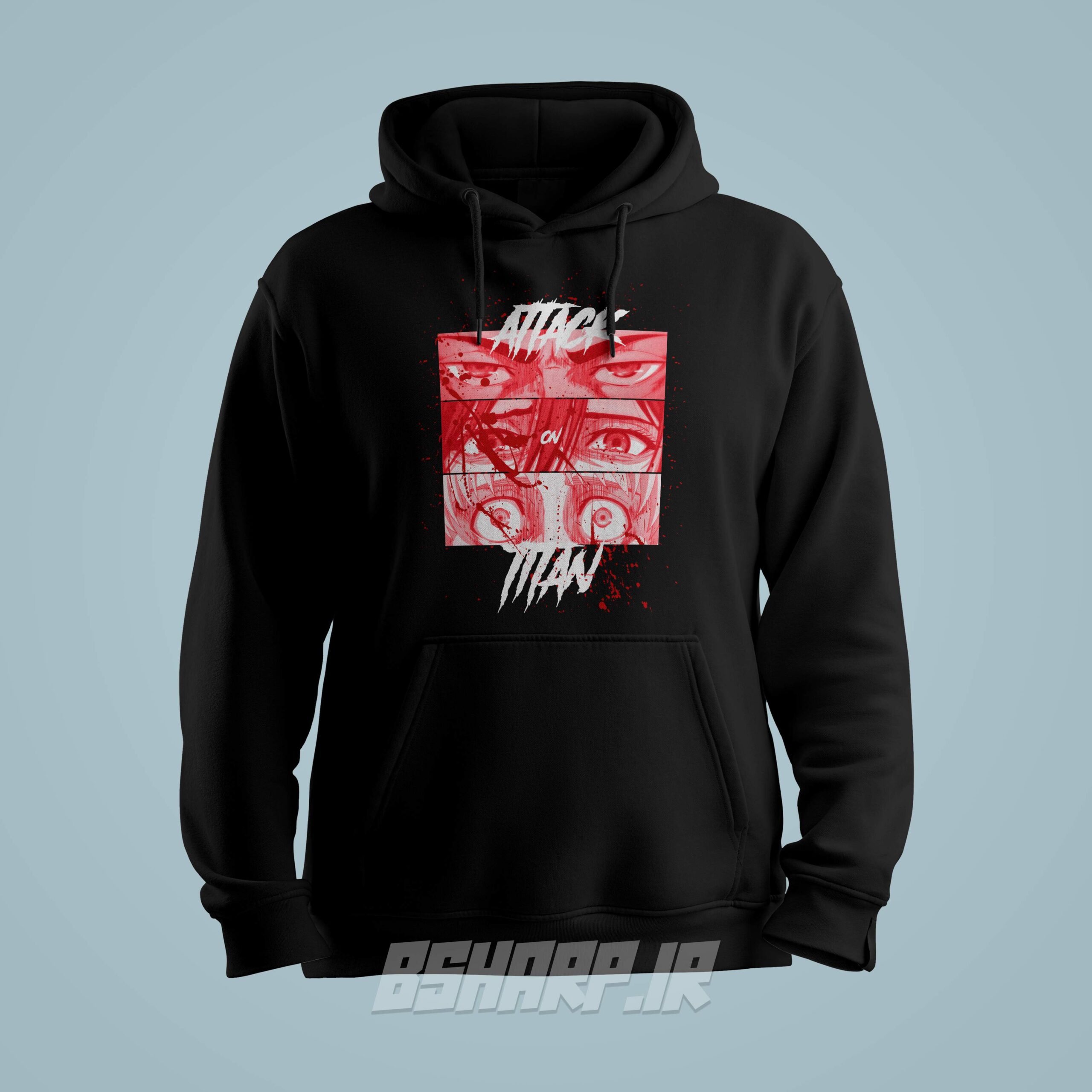 Black Hoodie - Attack on Titan - Code 1157 هودی Attack on Titan طرح چشم ها - Image 1