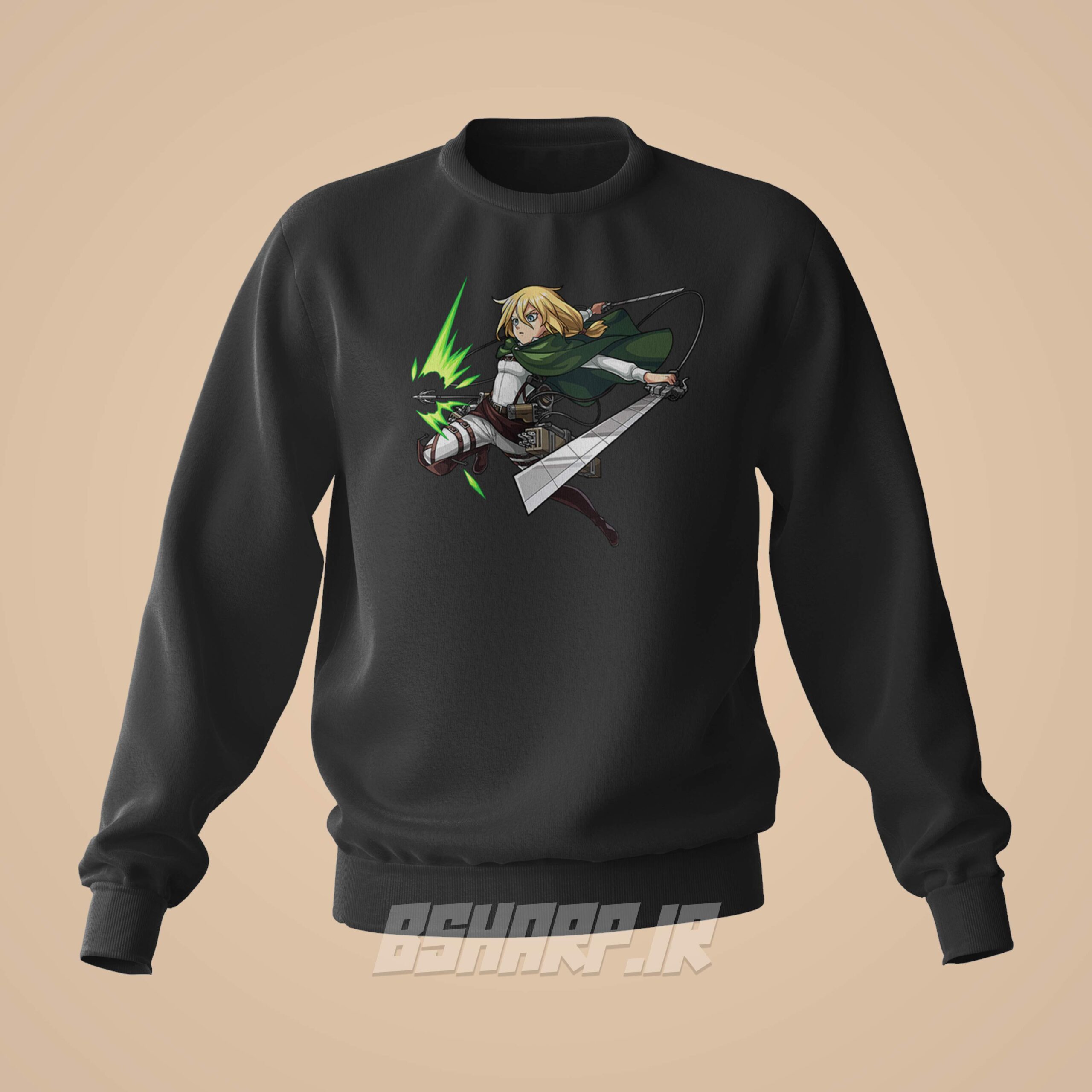 Black Sweatshirt - Attack on Titan - Code 1038 دورس Attack on Titan طرح هدفمند - Image 1
