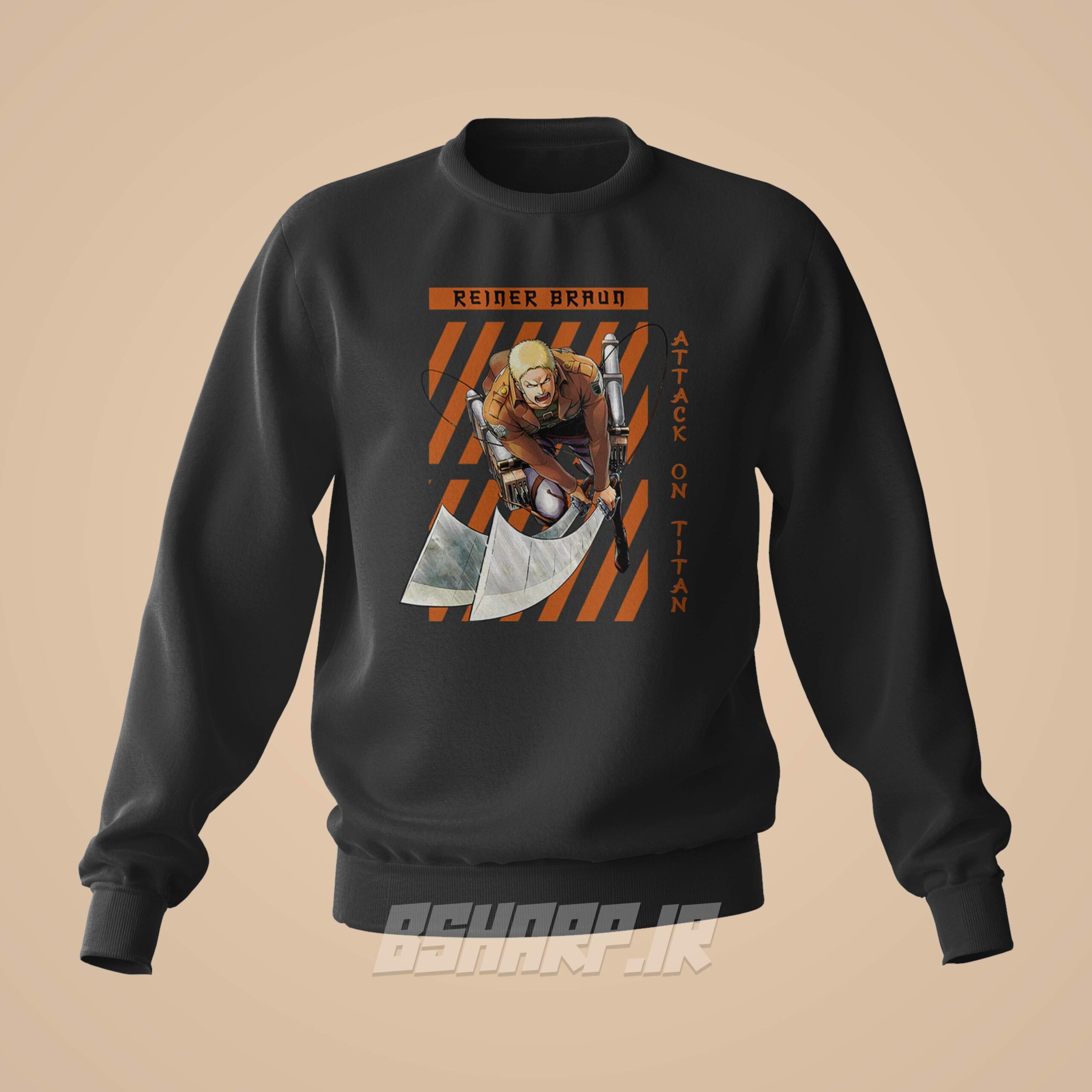 Black Sweatshirt - Attack on Titan - Code 1049 دورس Attack on Titan طرح Reiner Braun - Image 1