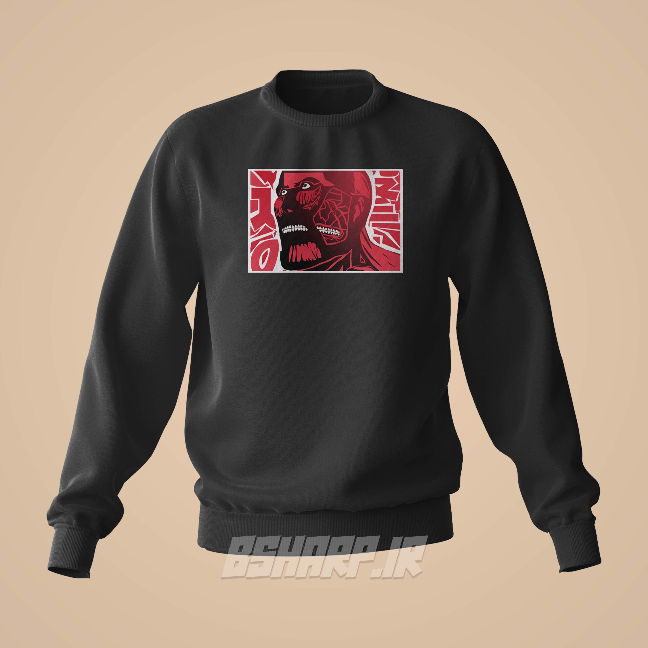 Black Sweatshirt - Attack on Titan - Code 1154 دورس Attack on Titan طرح کامیکی Colossus Titan - تصویر 1