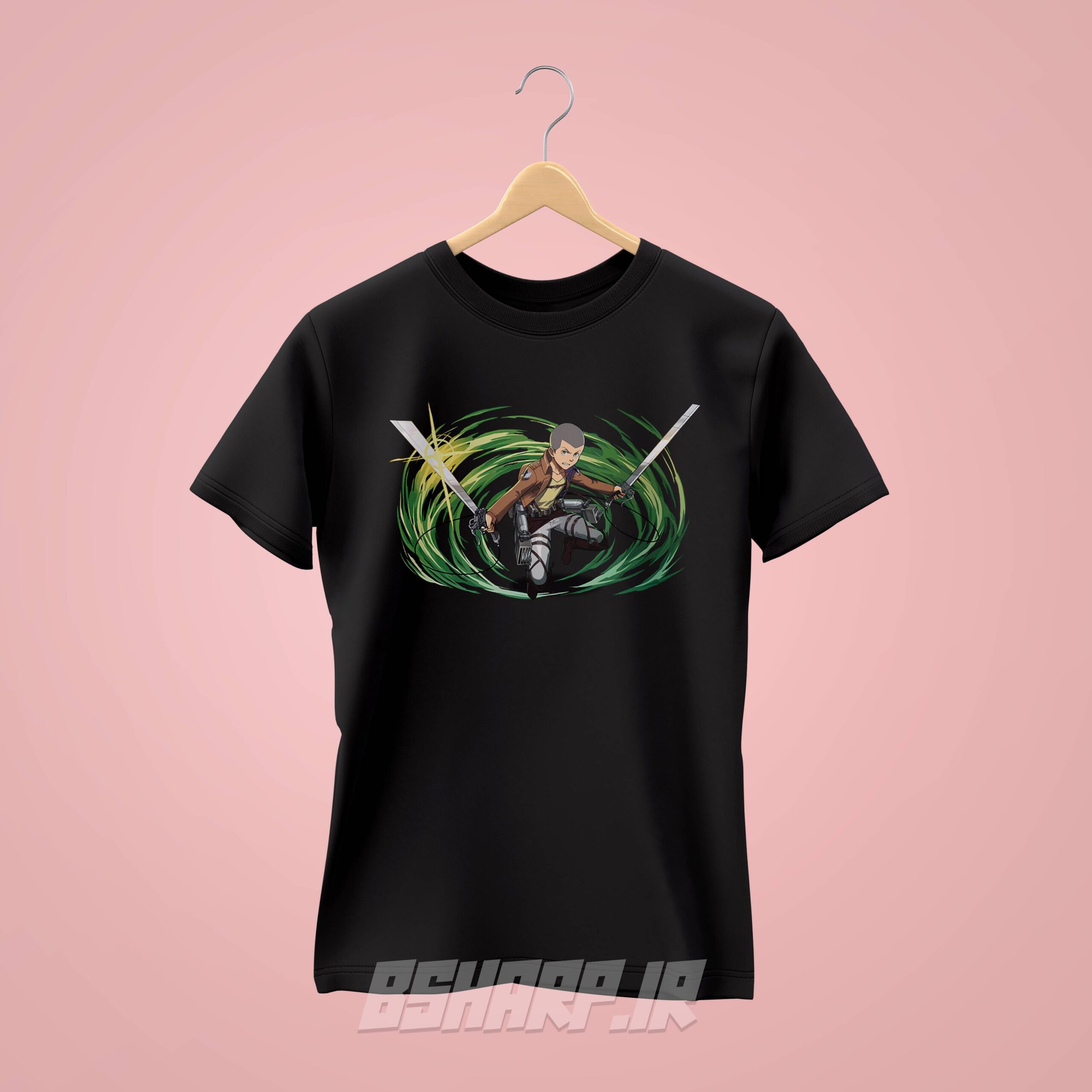 Black Tshirt - Attack on Titan - Code 1042 تیشرت Attack on Titan طرح کنی اسپرینگر - Image 1