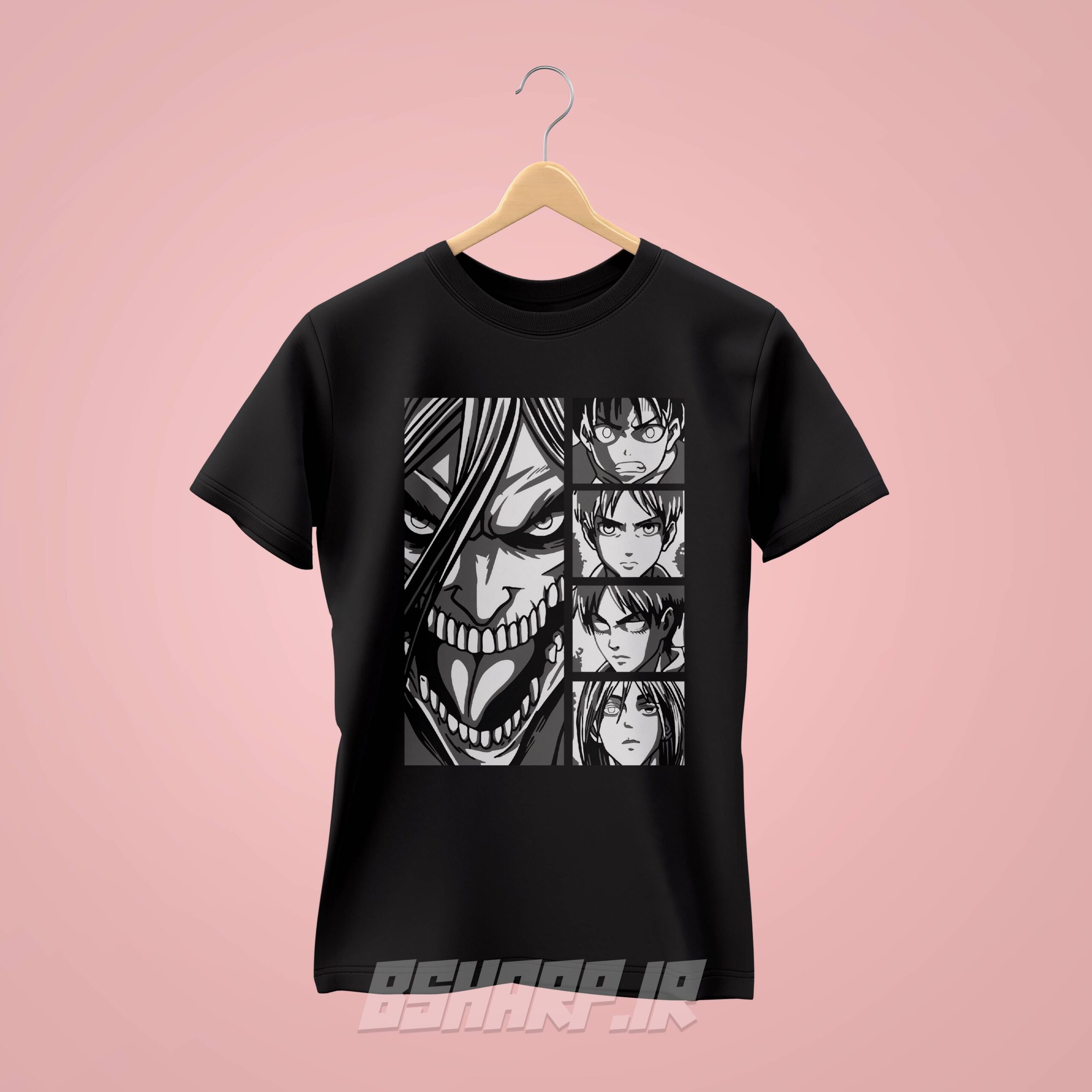 Black Tshirt - Attack on Titan - Code 1219 تیشرت Attack on Titan طرح Time - Image 1