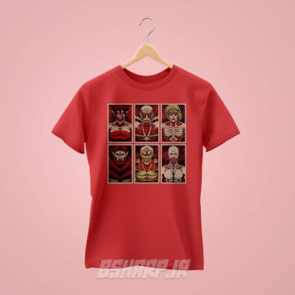 تیشرت Attack on Titan طرح Six Titans - Image 3