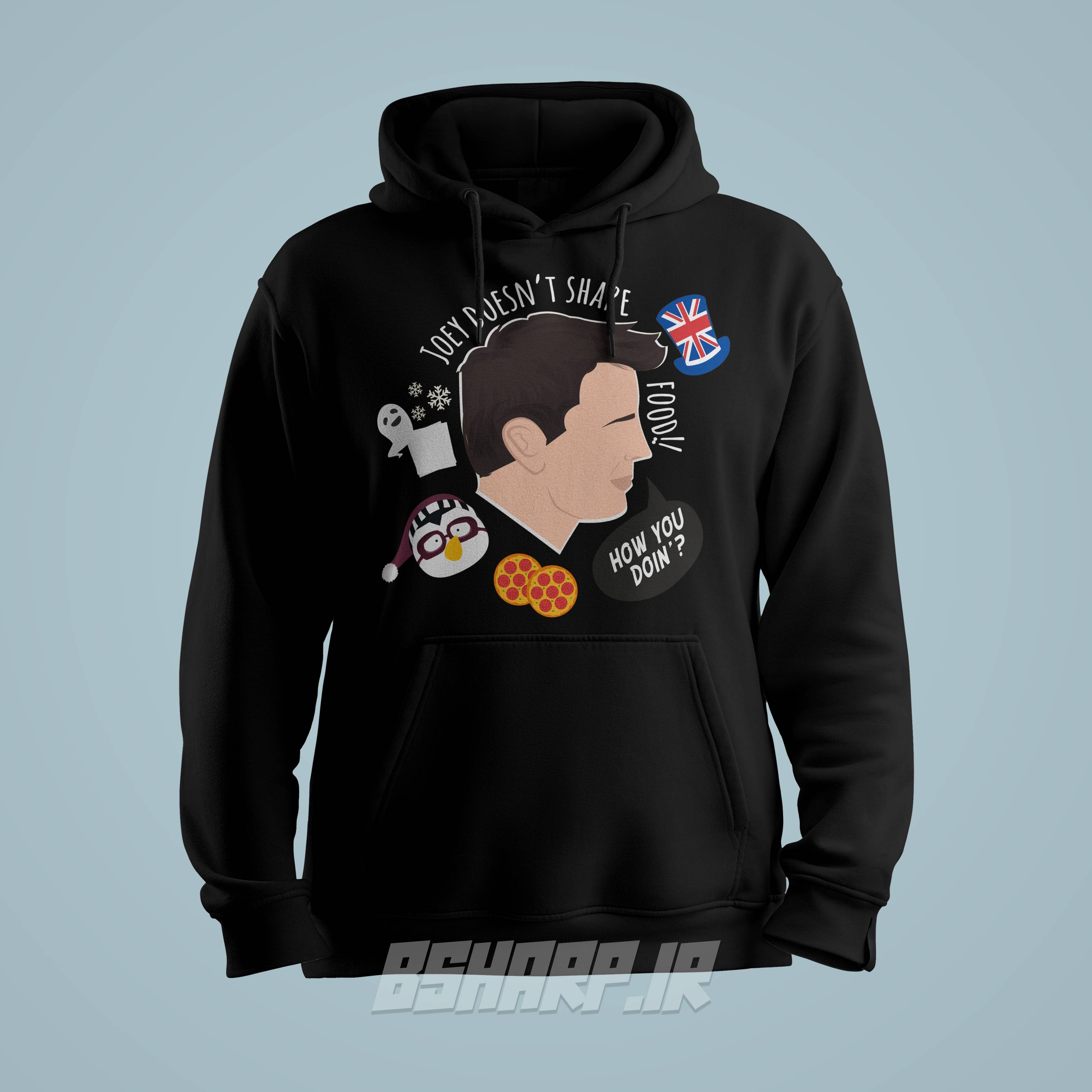 Black Hoodie - Friends - Code 1431 هودی Friends طرح جویی غذاش رو شریک نمیشه - Image 1