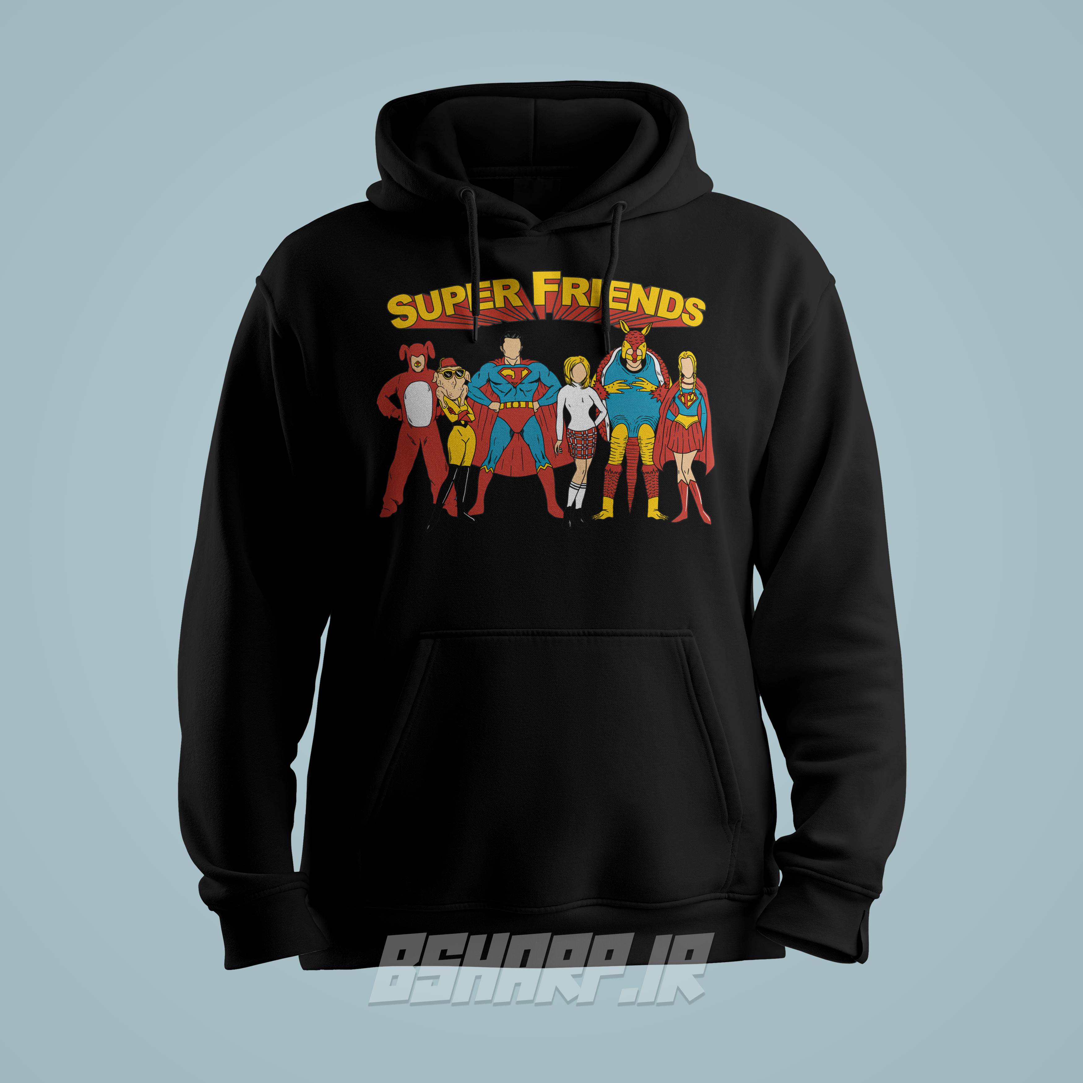 Black Hoodie - Friends - Code 1499 هودی Friends طرح Super Friends - Image 1