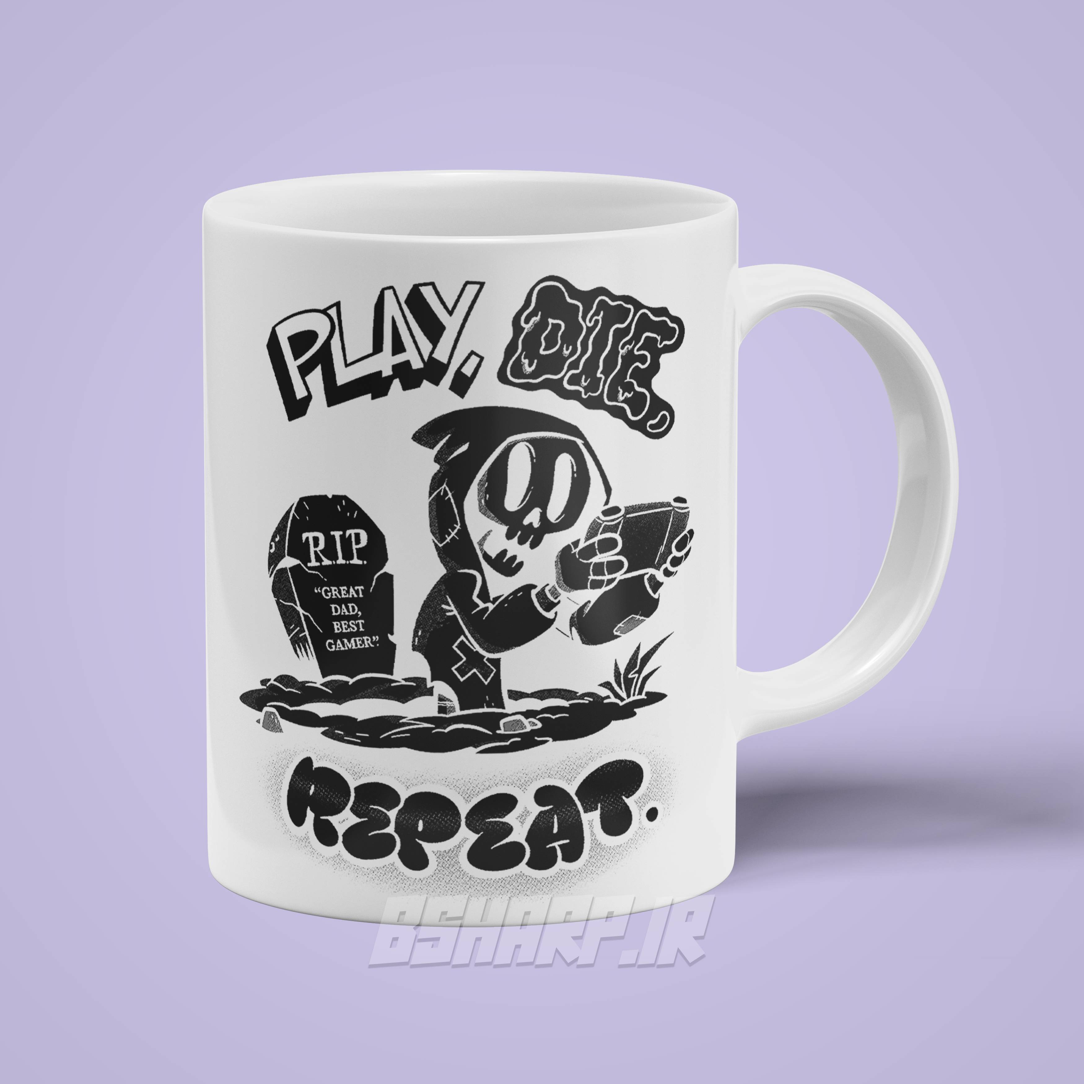 Basic Mug - Right View - Gamer - Code 00959 ماگ Gamer طرح Play Die Repeat - Image 1