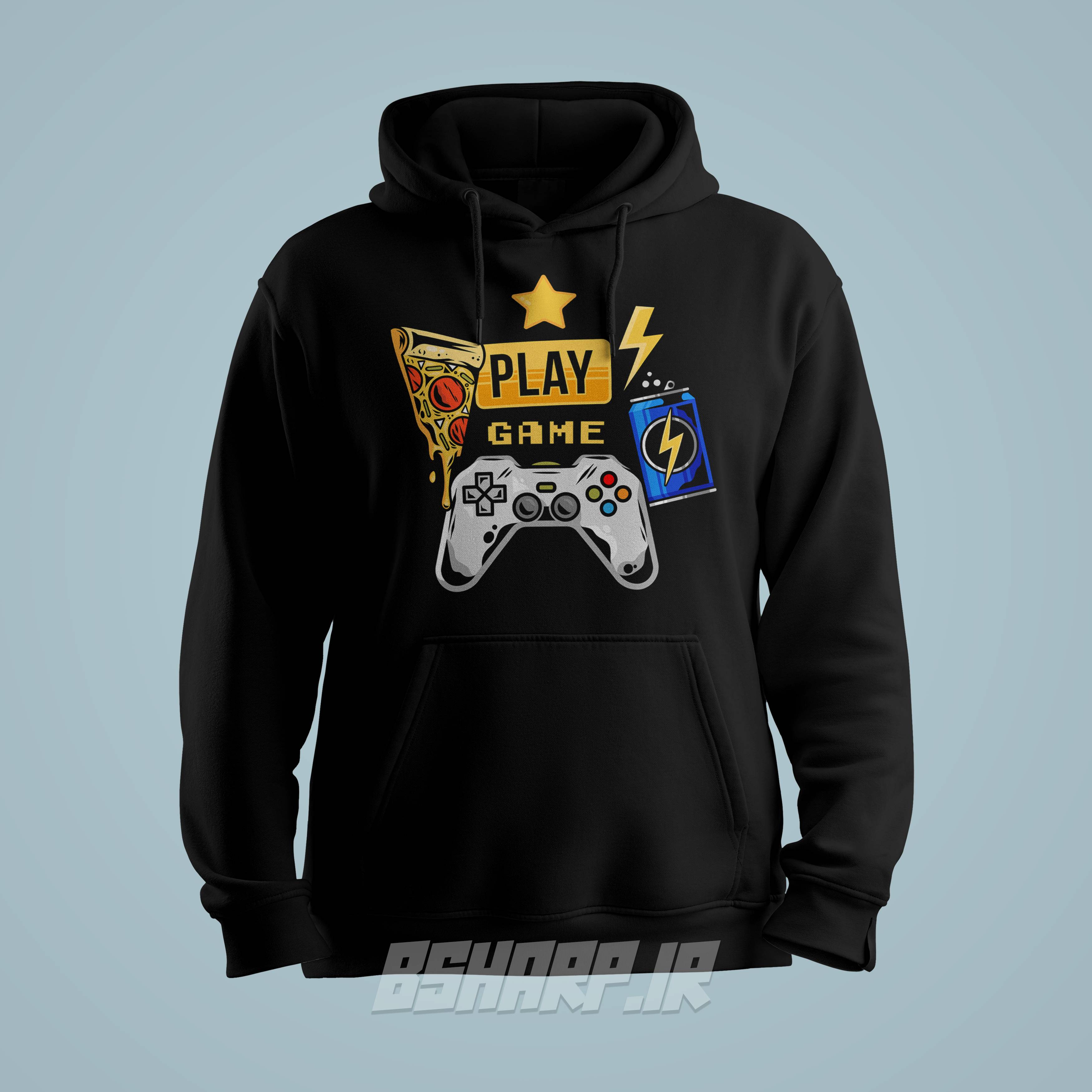 Black Hoodie - Gamer - Code 1555 هودی Gamer طرح گیمینگ - Image 1