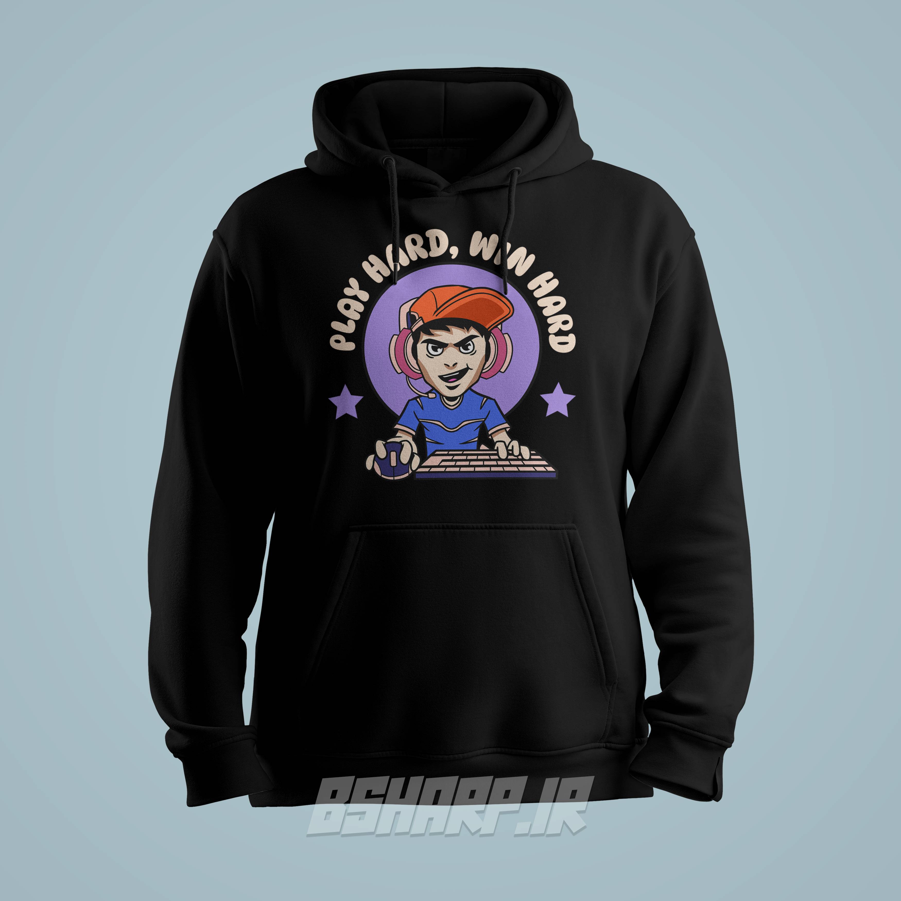 هودی Gamer طرح Play Hard Win Hard