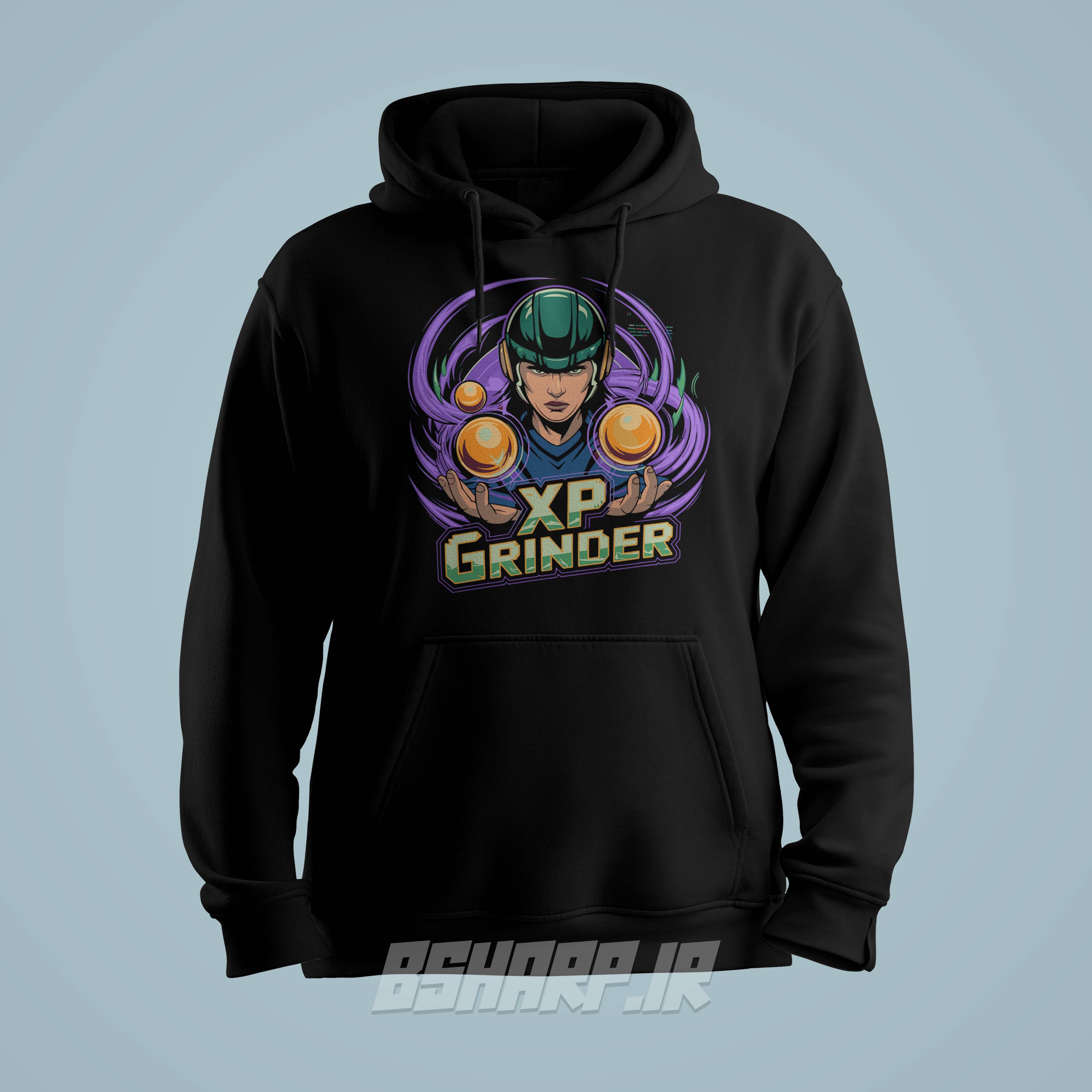 Black Hoodie - Gamer - Code 1682 هودی Gamer طرح XP Grinder - Image 1