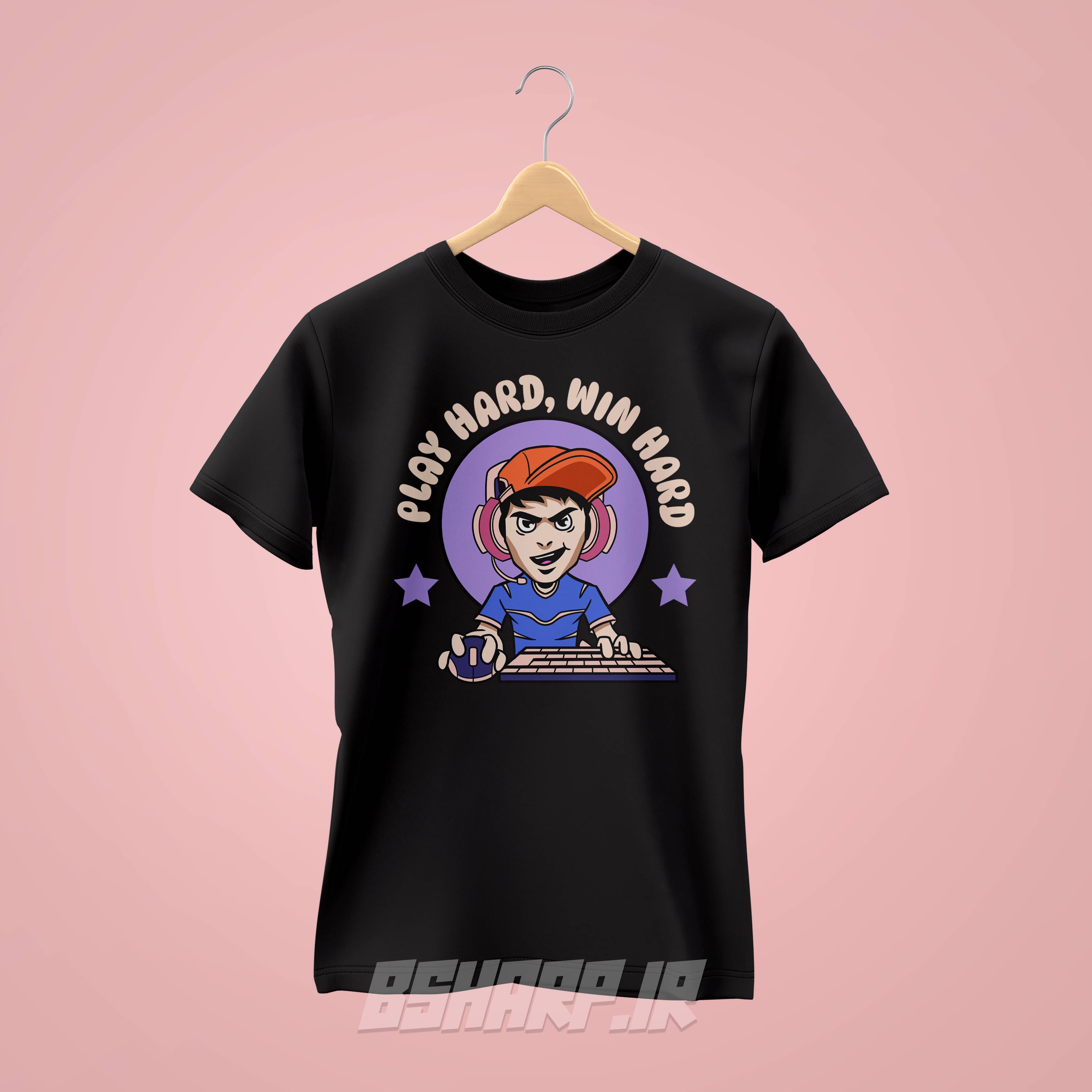 تیشرت Gamer طرح Play Hard Win Hard