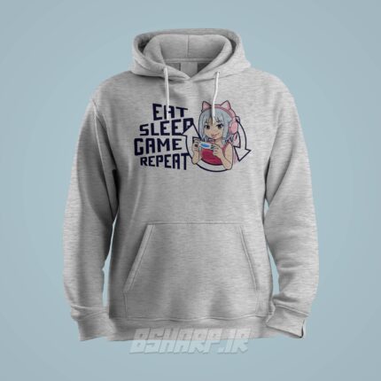 هودی Gamer طرح Eat Sleep Game Repeat - Image 3