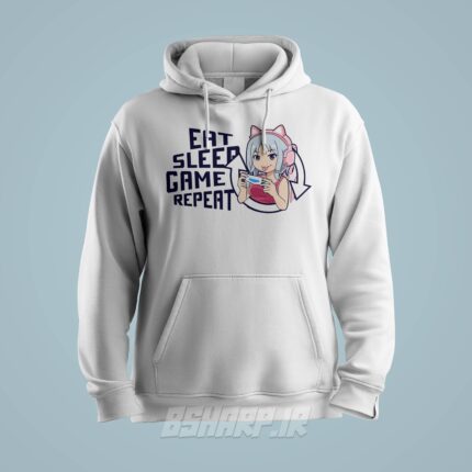 هودی Gamer طرح Eat Sleep Game Repeat - Image 2